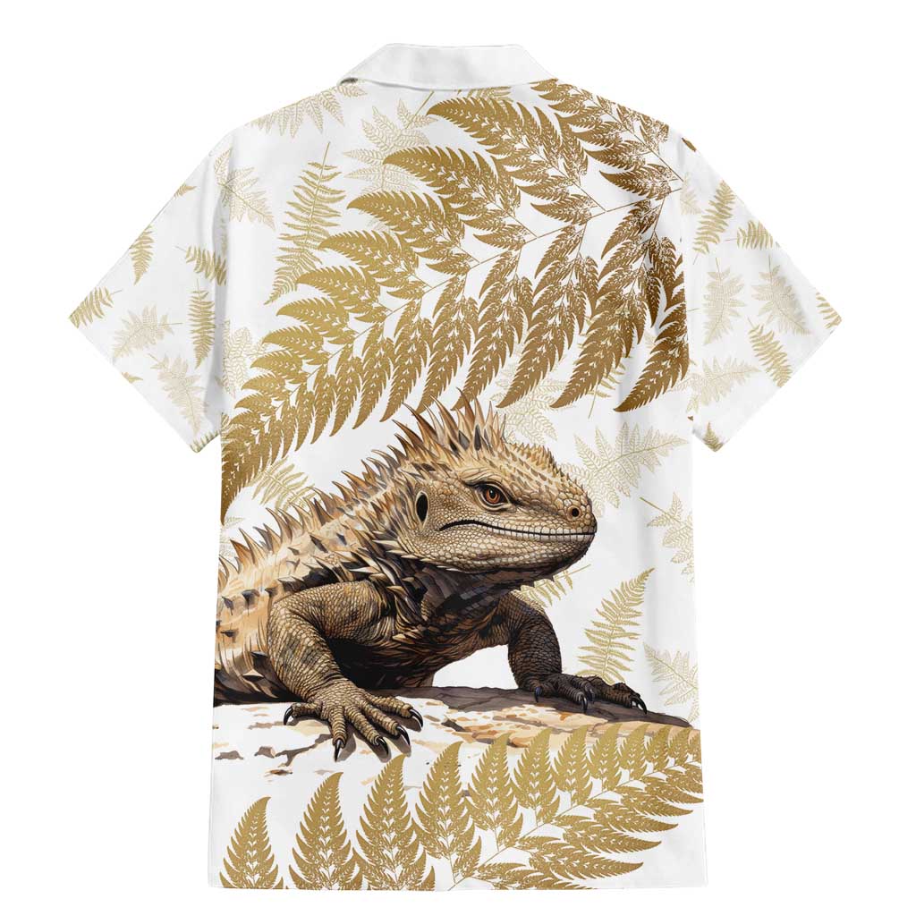 Gold New Zealand Tuatara Family Matching Mermaid Dress and Hawaiian Shirt Aotearoa Sphenodon Punctatus Silver Fern LT14 - Polynesian Pride