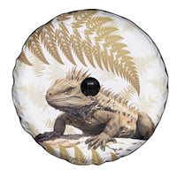 Gold New Zealand Tuatara Spare Tire Cover Aotearoa Sphenodon Punctatus Silver Fern