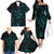 New Zealand Skink Family Matching Off The Shoulder Long Sleeve Dress and Hawaiian Shirt Aotearoa Maori Mix Paua Shell