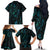 New Zealand Skink Family Matching Off The Shoulder Long Sleeve Dress and Hawaiian Shirt Aotearoa Maori Mix Paua Shell