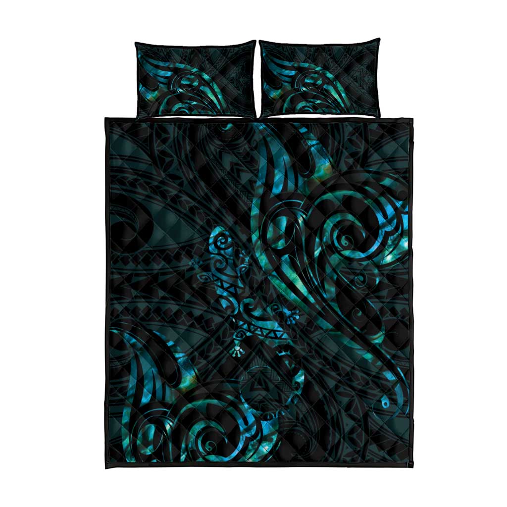 New Zealand Skink Quilt Bed Set Aotearoa Maori Mix Paua Shell