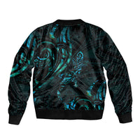 New Zealand Skink Sleeve Zip Bomber Jacket Aotearoa Maori Mix Paua Shell LT14 - Polynesian Pride