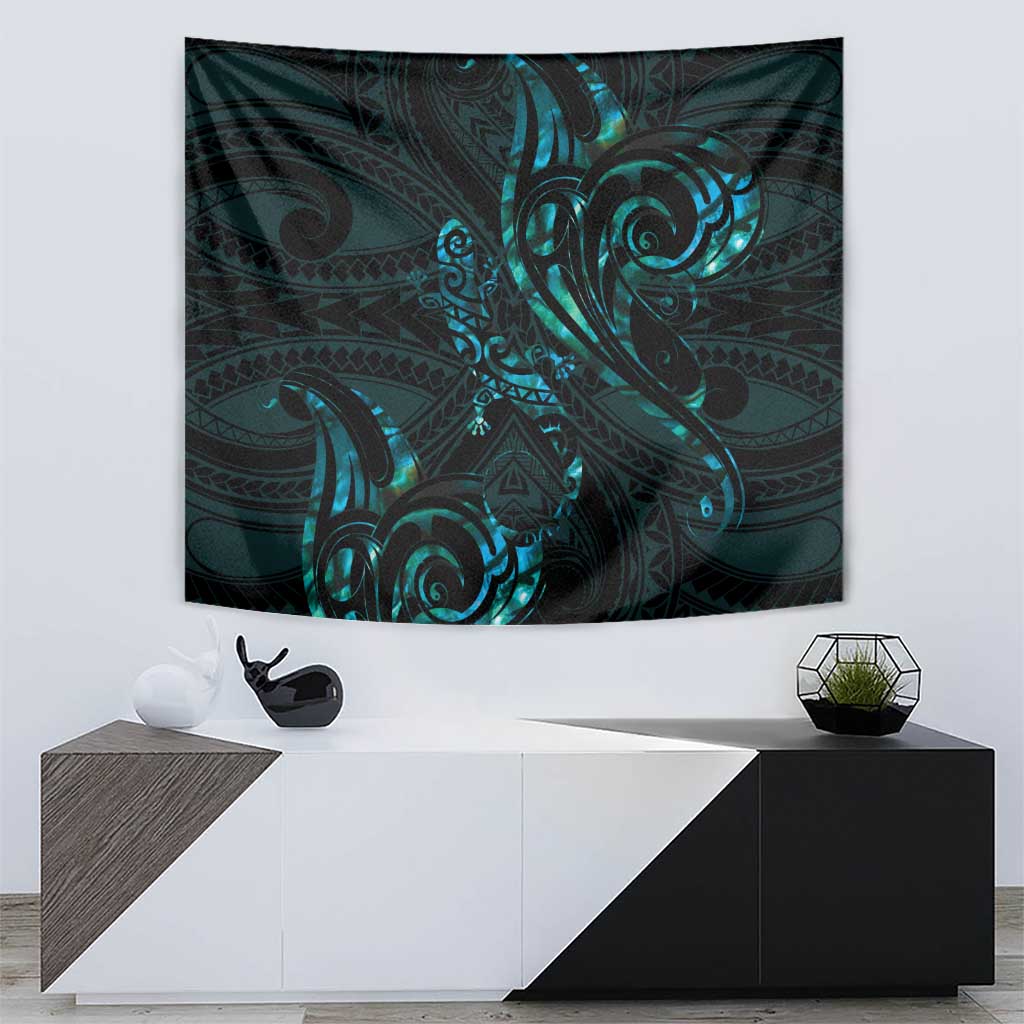 New Zealand Skink Tapestry Aotearoa Maori Mix Paua Shell