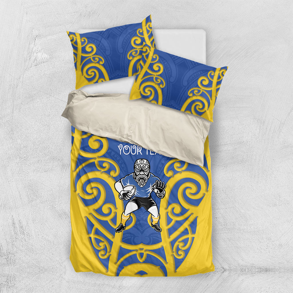 Otago Custom Rugby New Zealand Bedding Set Aotearoa Maori Pukana Tiki Mascot