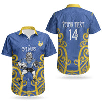 Otago Custom Rugby New Zealand Couples Matching Mermaid Dress and Hawaiian Shirt Aotearoa Maori Pukana Tiki Mascot
