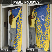 Otago Custom Rugby New Zealand Door Cover Aotearoa Maori Pukana Tiki Mascot