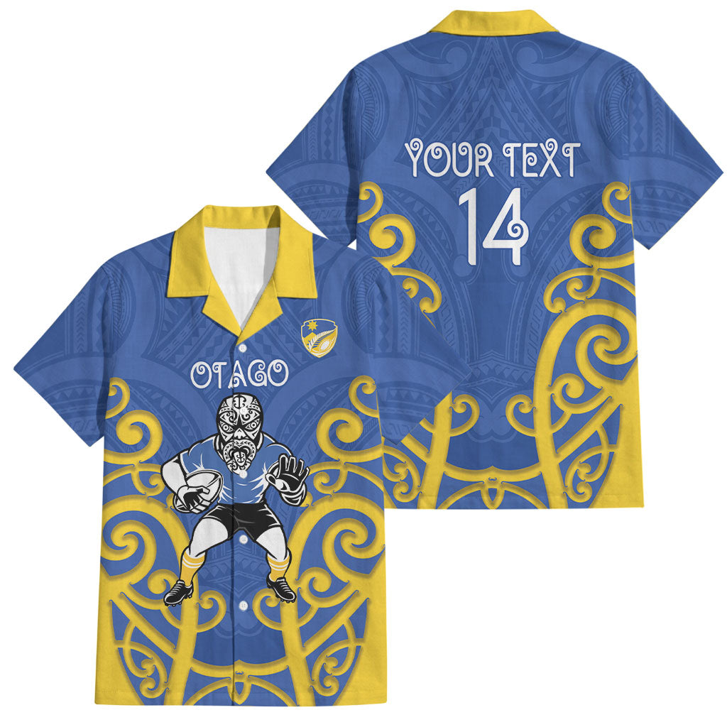 Otago Custom Rugby New Zealand Family Matching Mermaid Dress and Hawaiian Shirt Aotearoa Maori Pukana Tiki Mascot