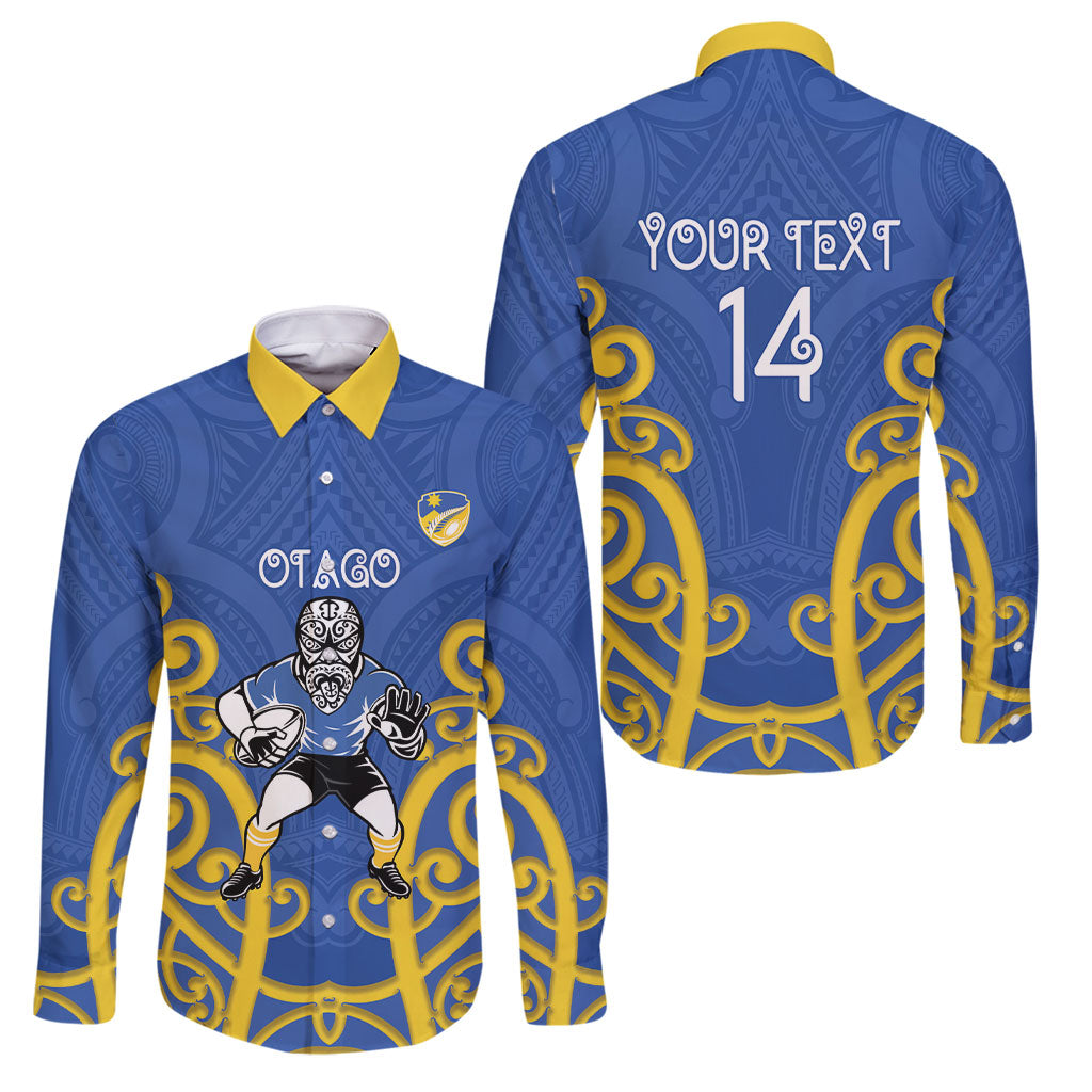 Otago Custom Rugby New Zealand Family Matching Mermaid Dress and Hawaiian Shirt Aotearoa Maori Pukana Tiki Mascot