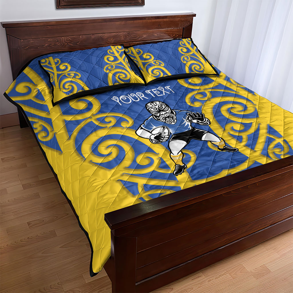 Otago Custom Rugby New Zealand Quilt Bed Set Aotearoa Maori Pukana Tiki Mascot