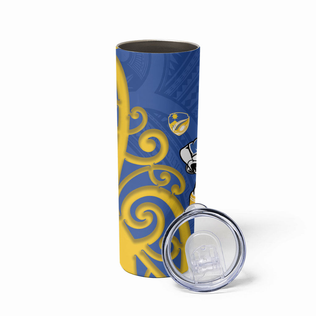 Otago Custom Rugby New Zealand Skinny Tumbler Aotearoa Maori Pukana Tiki Mascot