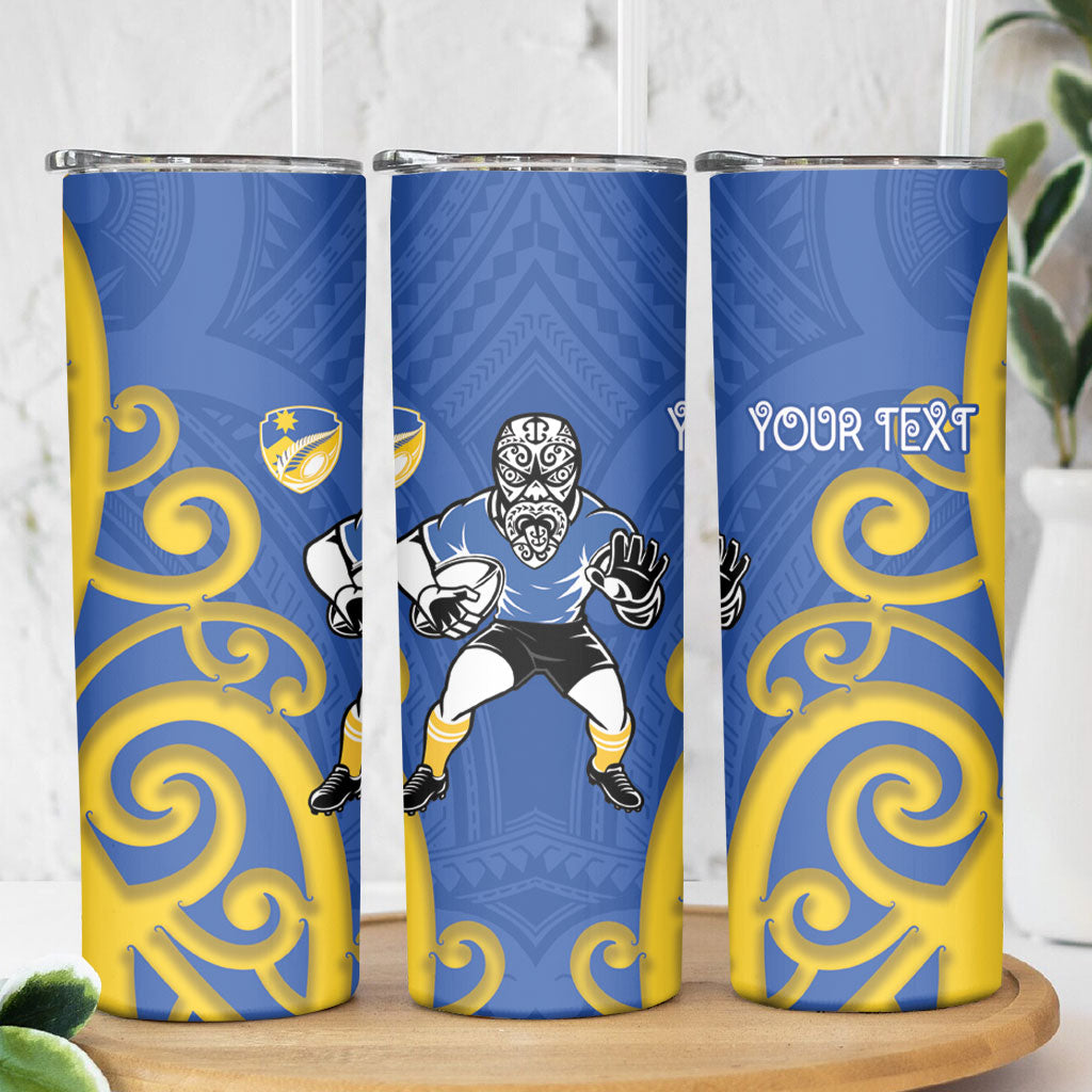 Otago Custom Rugby New Zealand Skinny Tumbler Aotearoa Maori Pukana Tiki Mascot