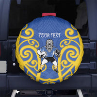 Otago Custom Rugby New Zealand Spare Tire Cover Aotearoa Maori Pukana Tiki Mascot