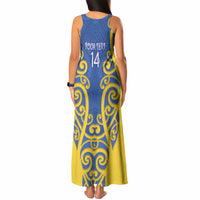 Otago Custom Rugby New Zealand Tank Maxi Dress Aotearoa Maori Pukana Tiki Mascot