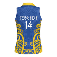 Otago Custom Rugby New Zealand Women Sleeveless Polo Shirt Aotearoa Maori Pukana Tiki Mascot
