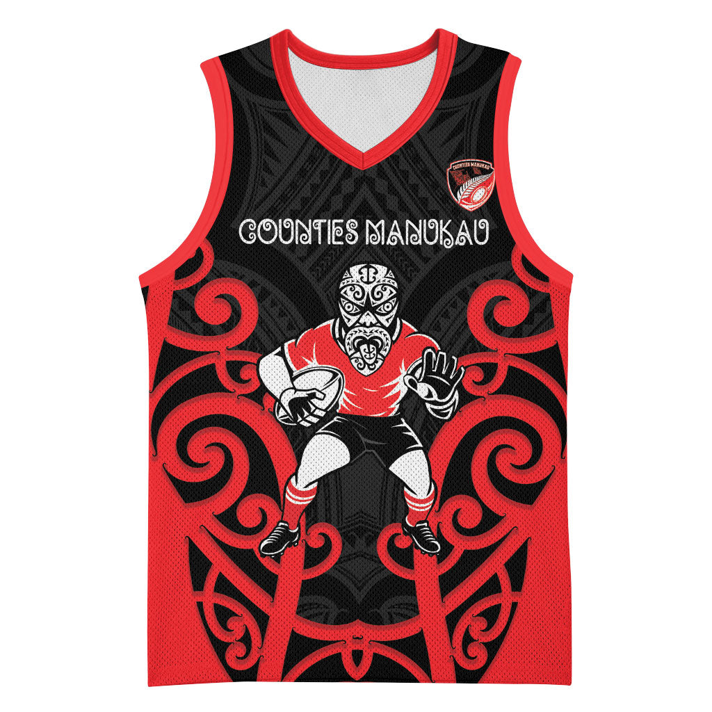 Counties Manukau Custom Rugby New Zealand Basketball Jersey Aotearoa Maori Pukana Tiki Mascot