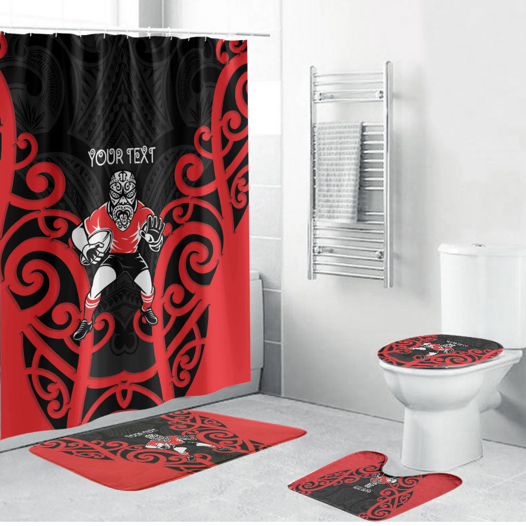 Counties Manukau Custom Rugby New Zealand Bathroom Set Aotearoa Maori Pukana Tiki Mascot