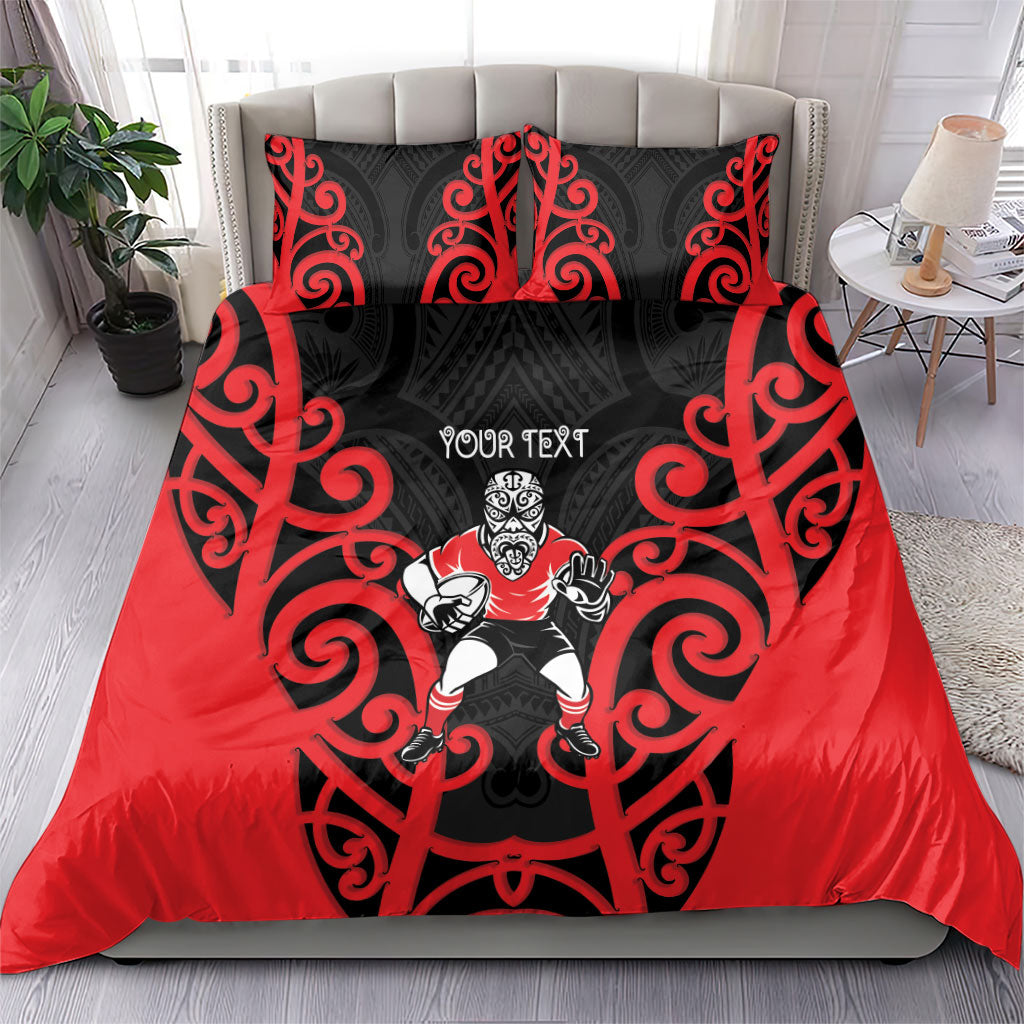 Counties Manukau Custom Rugby New Zealand Bedding Set Aotearoa Maori Pukana Tiki Mascot