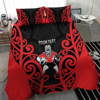 Counties Manukau Custom Rugby New Zealand Bedding Set Aotearoa Maori Pukana Tiki Mascot