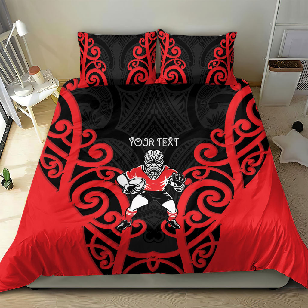 Counties Manukau Custom Rugby New Zealand Bedding Set Aotearoa Maori Pukana Tiki Mascot