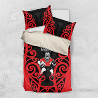 Counties Manukau Custom Rugby New Zealand Bedding Set Aotearoa Maori Pukana Tiki Mascot