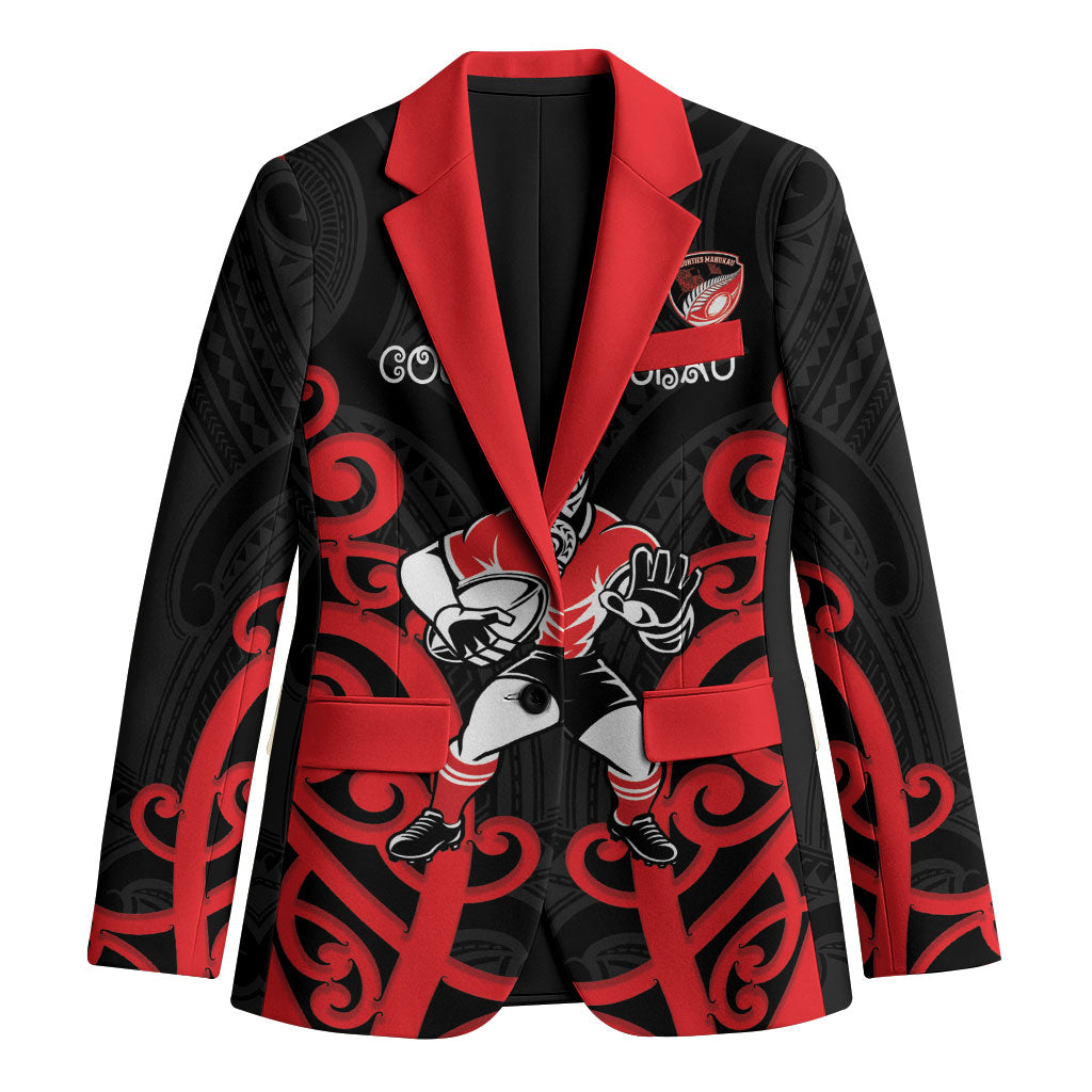 Counties Manukau Custom Rugby New Zealand Blazer Aotearoa Maori Pukana Tiki Mascot