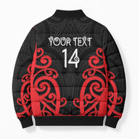 Counties Manukau Custom Rugby New Zealand Bomber Puffer Jacket Aotearoa Maori Pukana Tiki Mascot