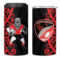 Counties Manukau Custom Rugby New Zealand 4 in 1 Can Cooler Tumbler Aotearoa Maori Pukana Tiki Mascot