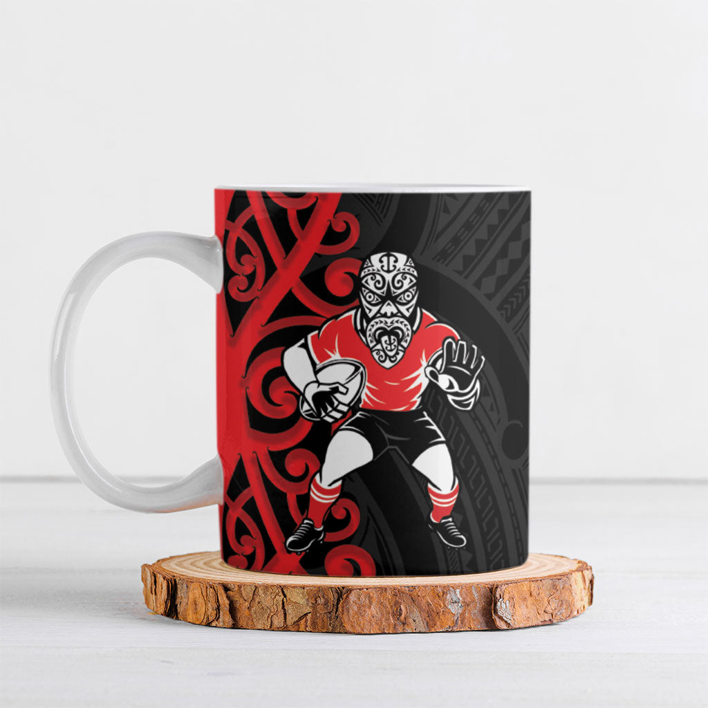 Counties Manukau Custom Rugby New Zealand Ceramic Mug Aotearoa Maori Pukana Tiki Mascot