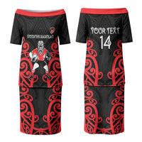 Counties Manukau Custom Rugby New Zealand Couples Matching Puletasi and Hawaiian Shirt Aotearoa Maori Pukana Tiki Mascot