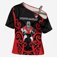 Counties Manukau Custom Rugby New Zealand Cross Shoulder Shirt Aotearoa Maori Pukana Tiki Mascot
