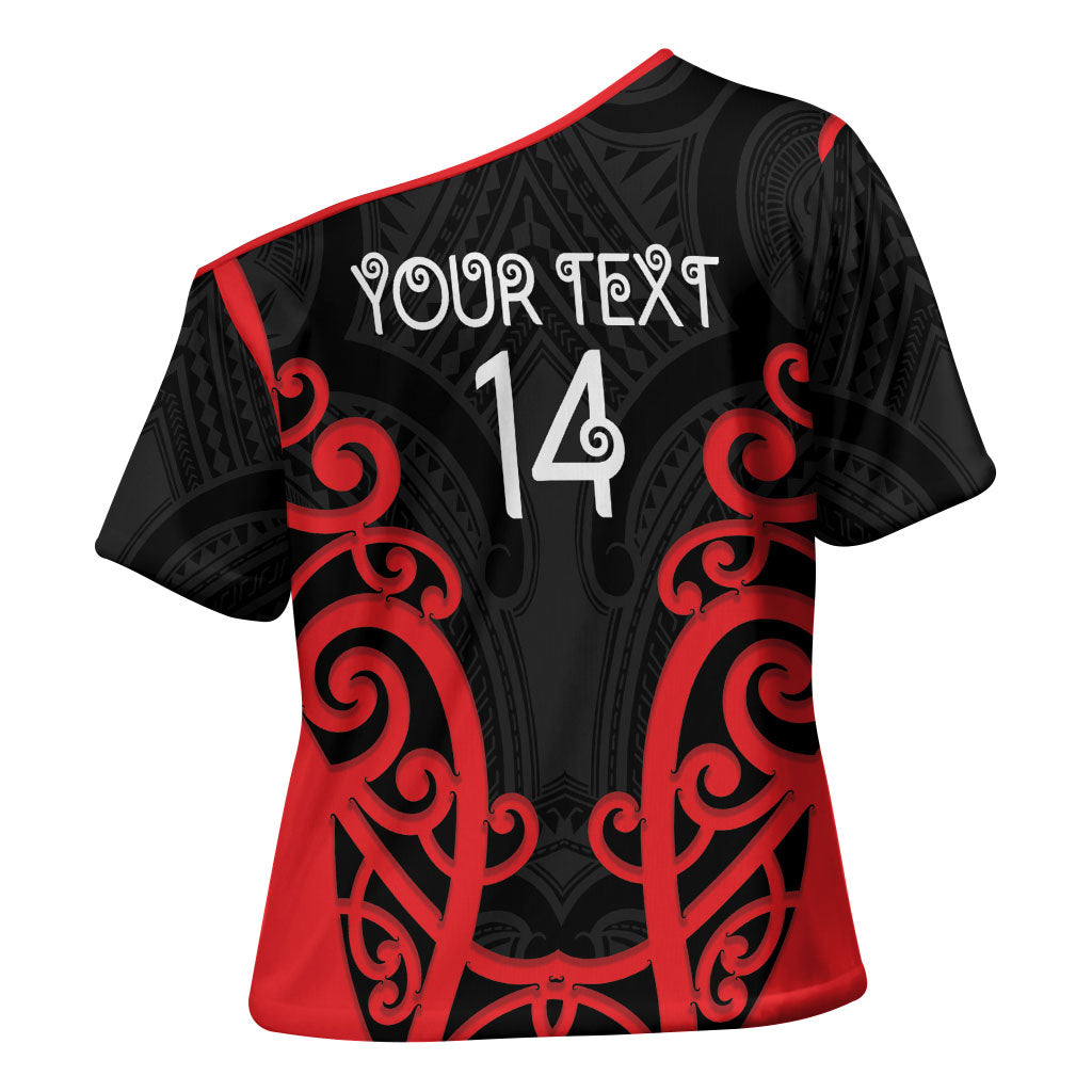 Counties Manukau Custom Rugby New Zealand Cross Shoulder Shirt Aotearoa Maori Pukana Tiki Mascot