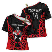 Counties Manukau Custom Rugby New Zealand Cross Shoulder Shirt Aotearoa Maori Pukana Tiki Mascot