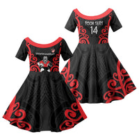 Counties Manukau Custom Rugby New Zealand Family Matching Mermaid Dress and Hawaiian Shirt Aotearoa Maori Pukana Tiki Mascot