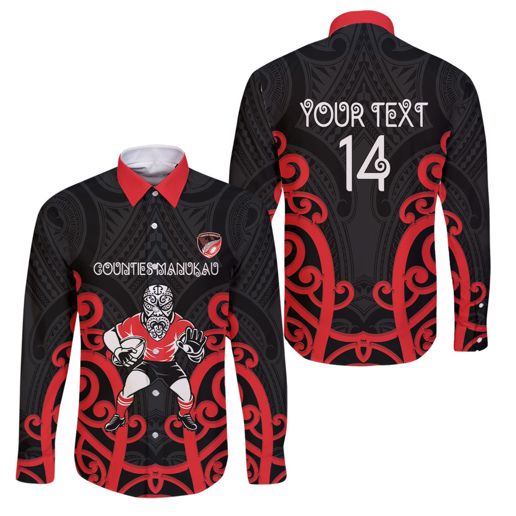 Counties Manukau Custom Rugby New Zealand Family Matching Off Shoulder Short Dress and Hawaiian Shirt Aotearoa Maori Pukana Tiki Mascot