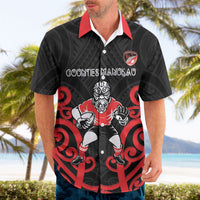 Counties Manukau Custom Rugby New Zealand Hawaiian Shirt Aotearoa Maori Pukana Tiki Mascot