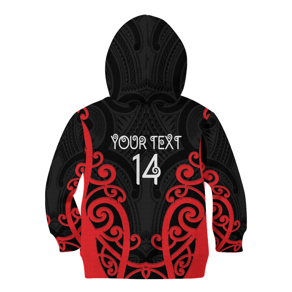 Counties Manukau Custom Rugby New Zealand Kid Hoodie Aotearoa Maori Pukana Tiki Mascot