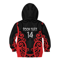 Counties Manukau Custom Rugby New Zealand Kid Hoodie Aotearoa Maori Pukana Tiki Mascot