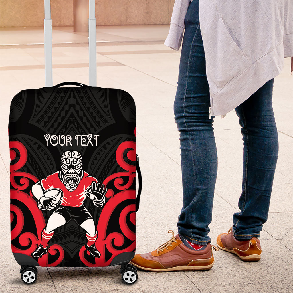 Counties Manukau Custom Rugby New Zealand Luggage Cover Aotearoa Maori Pukana Tiki Mascot