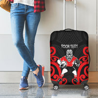 Counties Manukau Custom Rugby New Zealand Luggage Cover Aotearoa Maori Pukana Tiki Mascot