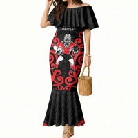 Counties Manukau Custom Rugby New Zealand Mermaid Dress Aotearoa Maori Pukana Tiki Mascot