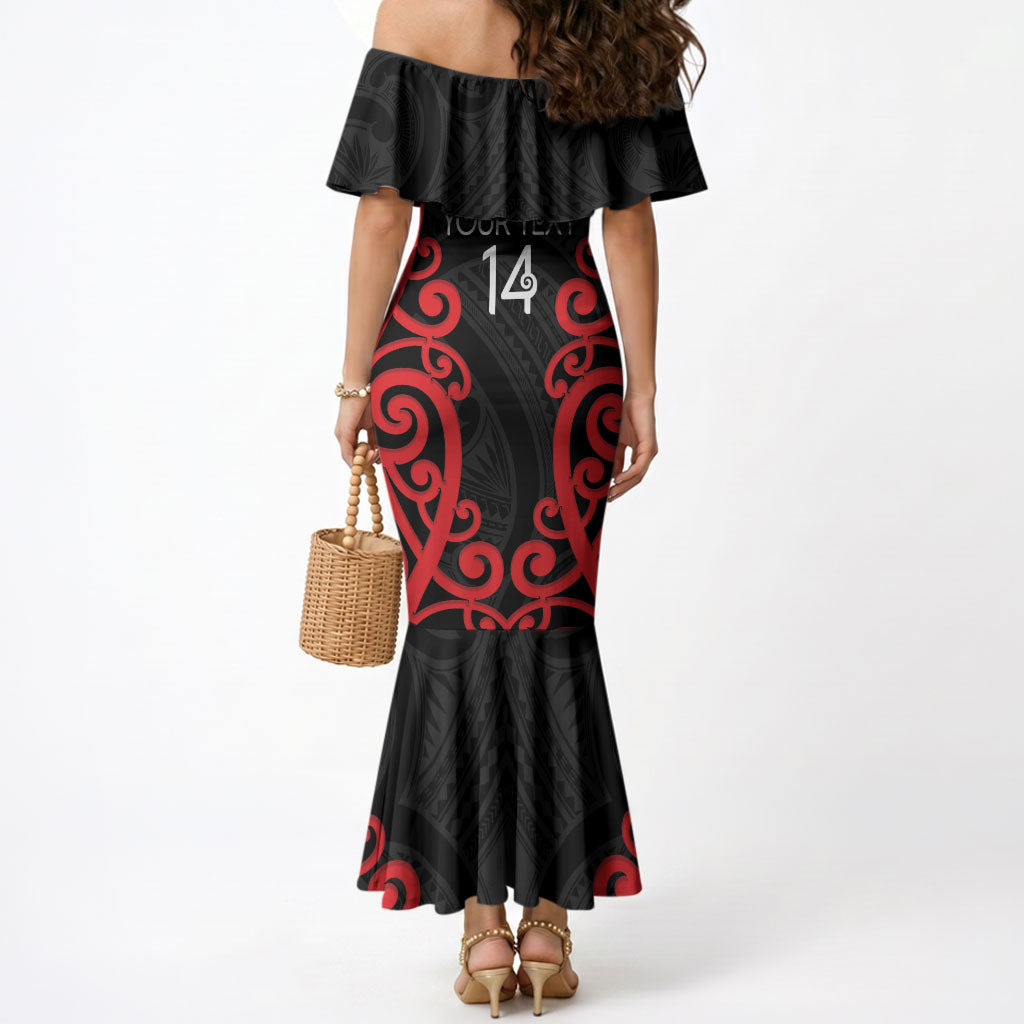 Counties Manukau Custom Rugby New Zealand Mermaid Dress Aotearoa Maori Pukana Tiki Mascot