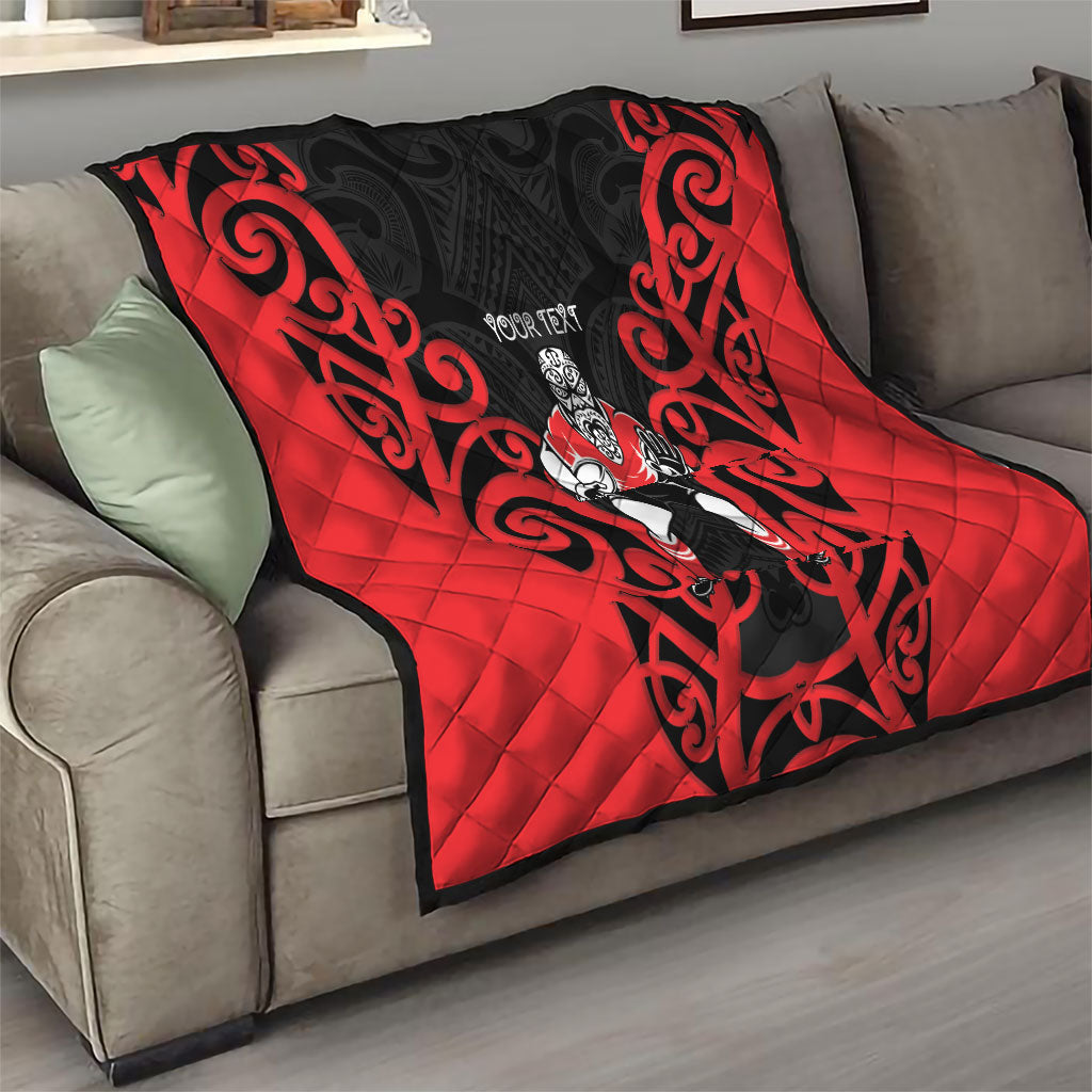 Counties Manukau Custom Rugby New Zealand Quilt Aotearoa Maori Pukana Tiki Mascot