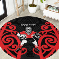 Counties Manukau Custom Rugby New Zealand Round Carpet Aotearoa Maori Pukana Tiki Mascot