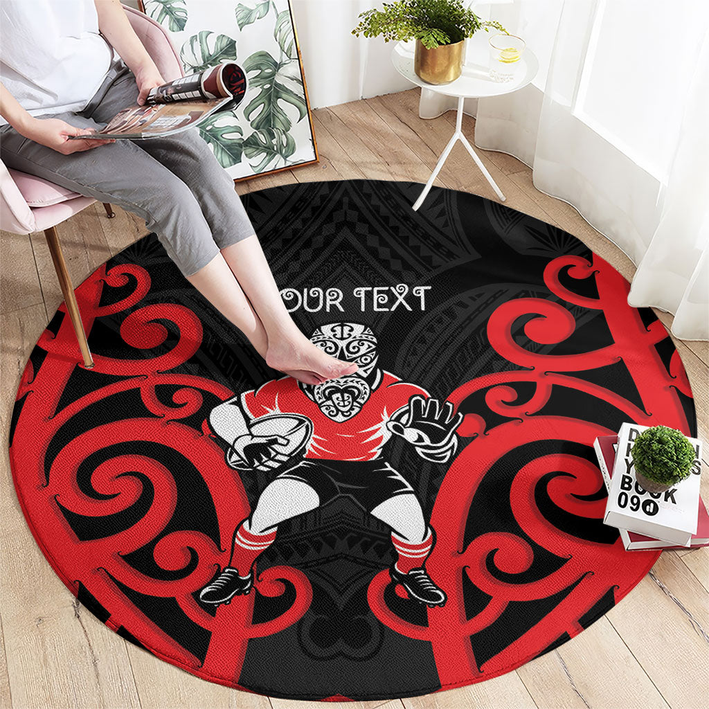 Counties Manukau Custom Rugby New Zealand Round Carpet Aotearoa Maori Pukana Tiki Mascot