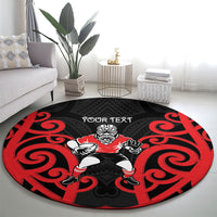 Counties Manukau Custom Rugby New Zealand Round Carpet Aotearoa Maori Pukana Tiki Mascot
