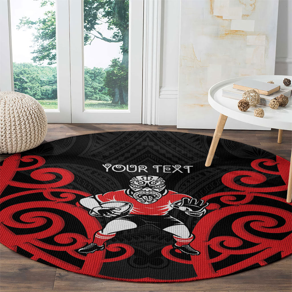 Counties Manukau Custom Rugby New Zealand Round Carpet Aotearoa Maori Pukana Tiki Mascot