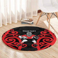 Counties Manukau Custom Rugby New Zealand Round Carpet Aotearoa Maori Pukana Tiki Mascot