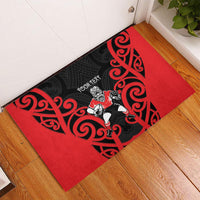 Counties Manukau Custom Rugby New Zealand Rubber Doormat Aotearoa Maori Pukana Tiki Mascot