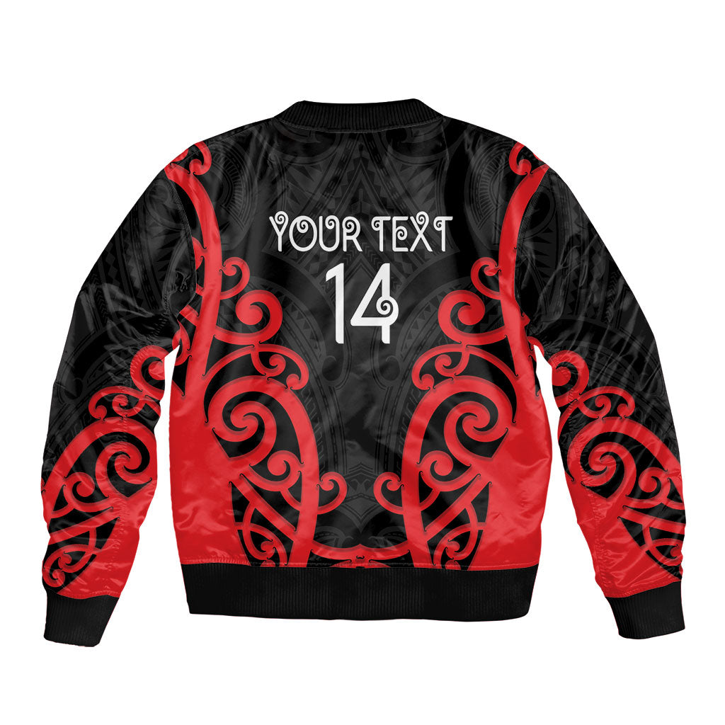 Counties Manukau Custom Rugby New Zealand Sleeve Zip Bomber Jacket Aotearoa Maori Pukana Tiki Mascot