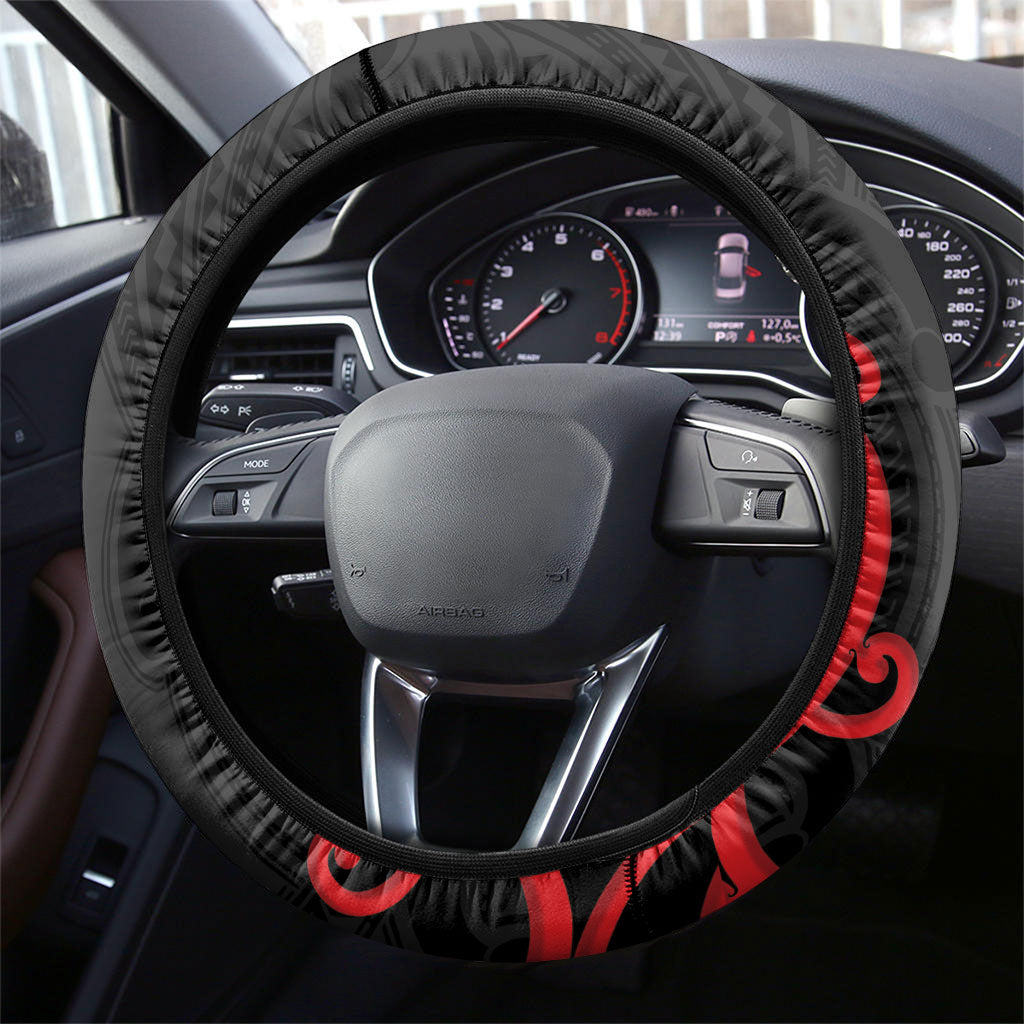 Counties Manukau Rugby New Zealand Steering Wheel Cover Aotearoa Maori Pukana Tiki Mascot